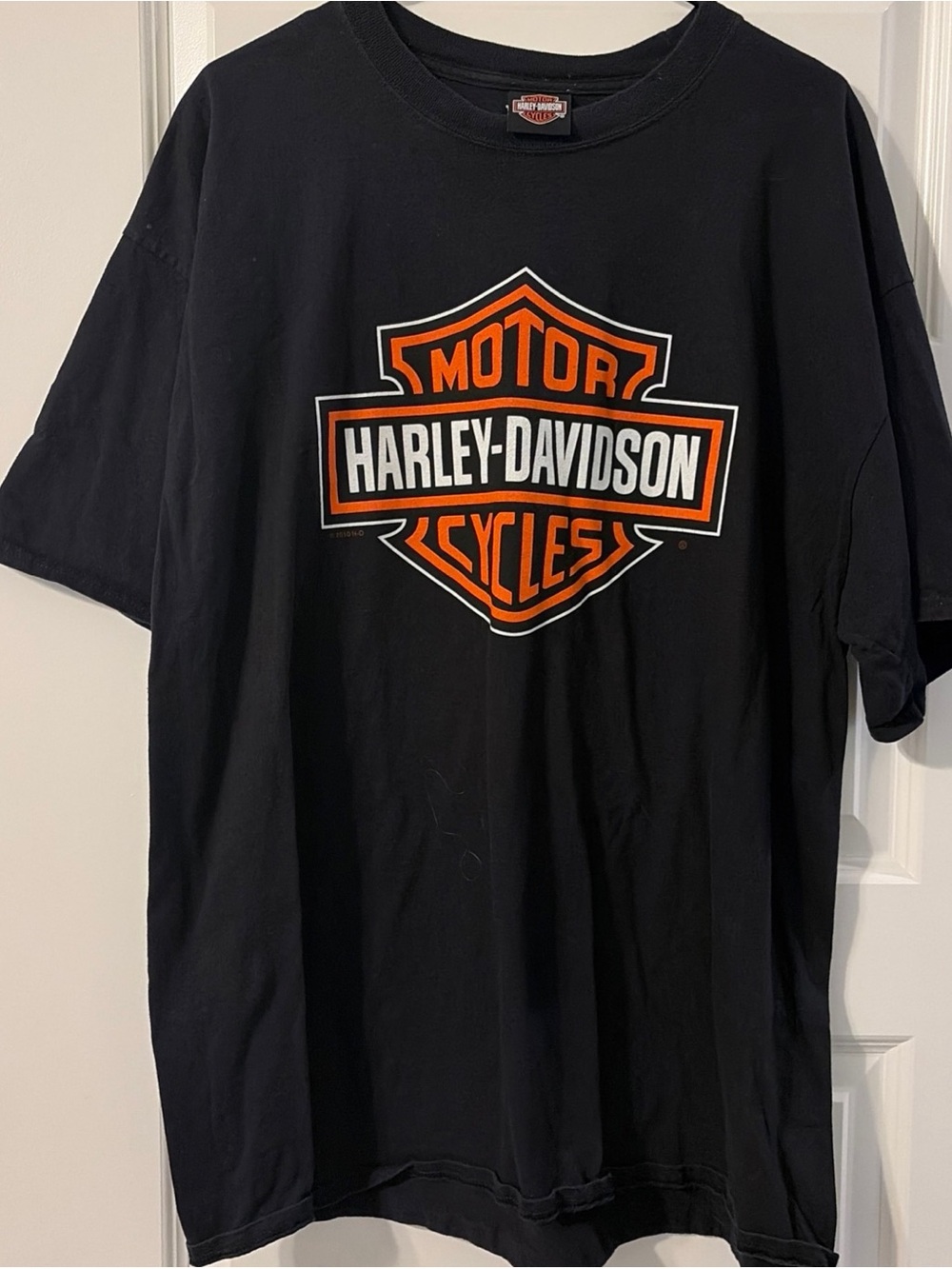 Harley-Davidson Black Tee with Orange & White Shield Logo